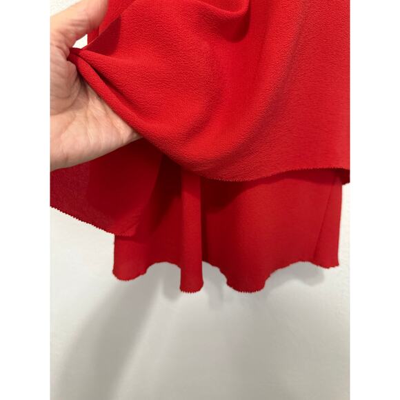 90s Y2K Derek Lam 10 Crosby Silk Blend Going Out Top Sz 2 Red Handkerchief Hem - Picture 2 of 14